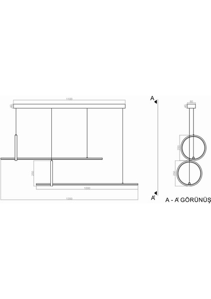 Voxlamplighting 100CM -Ø35 Çemberli Sarkıt Armatür