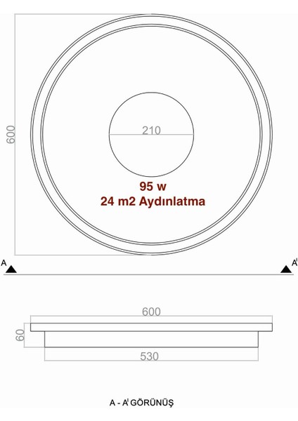 Plafonia Orta Işıklı Tavan Plafonyer Led Avize