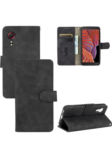 Kart Tutucu Kickstand Kart Deri ile Samsung Galaxy Xcover 5 Için Kılıf (Yurt Dışından)