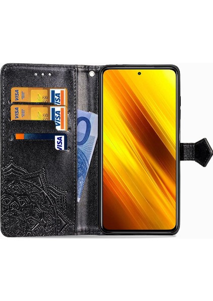 Xiaomi Poco X3 Nfc Darbeye Deri Kılıf Zarif Desen (Yurt Dışından)