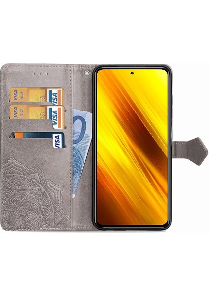 Xiaomi Poco X3 Nfc Darbeye Deri Kılıf Zarif Desen (Yurt Dışından)