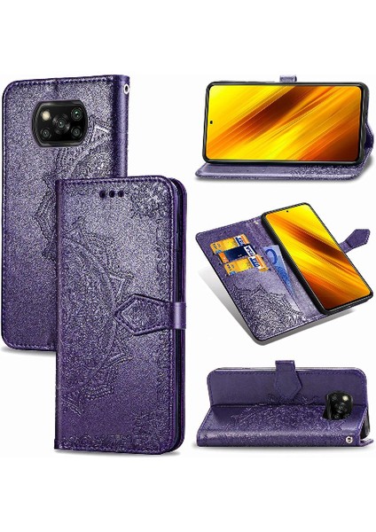 Xiaomi Poco X3 Nfc Darbeye Deri Kılıf Zarif Desen (Yurt Dışından)