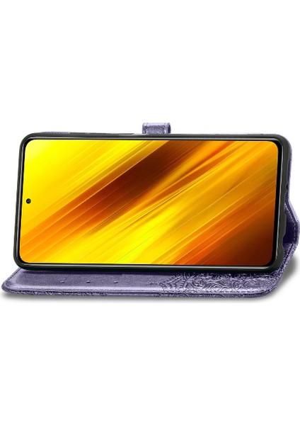 Xiaomi Poco X3 Nfc Darbeye Deri Kılıf Zarif Desen (Yurt Dışından)