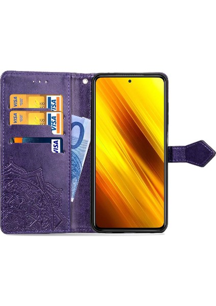 Xiaomi Poco X3 Nfc Darbeye Deri Kılıf Zarif Desen (Yurt Dışından)