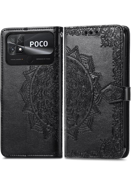 Xiaomi Poco C40 Deri Kılıf Kapak Çevirin Darbeye Zarif (Yurt Dışından)