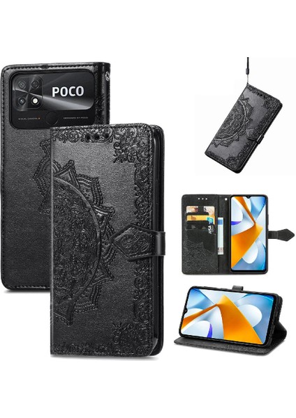 Xiaomi Poco C40 Deri Kılıf Kapak Çevirin Darbeye Zarif (Yurt Dışından)