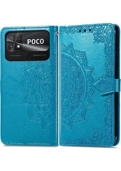 Xiaomi Poco C40 Deri Kılıf Kapak Çevirin Darbeye Zarif (Yurt Dışından)
