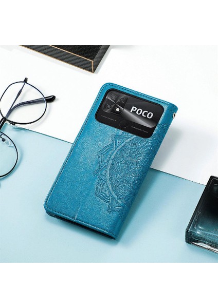 Xiaomi Poco C40 Deri Kılıf Kapak Çevirin Darbeye Zarif (Yurt Dışından)