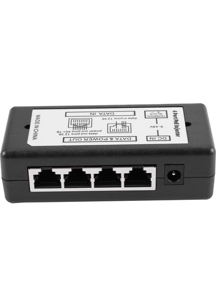 4 Port Poe Enjektör Poe Güç Adaptörü Ethernet Güç Kaynağı Pin 4,5(+)/7,8(-) Giriş DC12V-DC48V Ip Kamera Için (Yurt Dışından)