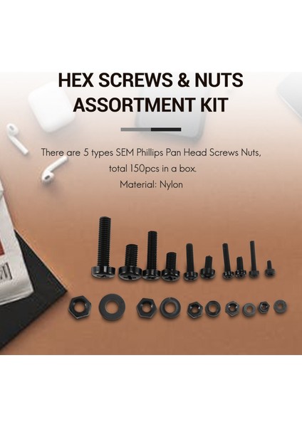 150 Adet M2 M2.5 M3 M5 Naylon Altıgen Vida Cıvata Somunu Standoff Spacer Çeşitler Kiti Siyah (Yurt Dışından) modelleri