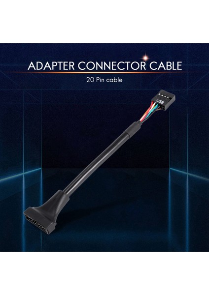 Siyah USB 2.0 9 Pin Dişi - USB 3.0 20 Pin Erkek Kablo Adaptör Konnektörü (Yurt Dışından) fırsatları