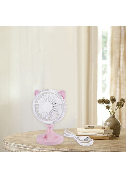 Renkli Mini USB Şarj Edilebilir Hava Soğutma Kedi Şekli Fan Masa Fanı Seyahat Ev Öğrenci Yurdu Taşınabilir Masaüstü Ofis Fanı (Pembe) (Yurt Dışından)