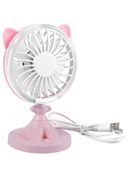 Renkli Mini USB Şarj Edilebilir Hava Soğutma Kedi Şekli Fan Masa Fanı Seyahat Ev Öğrenci Yurdu Taşınabilir Masaüstü Ofis Fanı (Pembe) (Yurt Dışından)