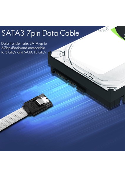 50 cm Sata 3.0 Iıı Sata3 7pin Veri Kablosu 6 Gb/s SSD Kabloları Naylon Kollu Premium Sürüm ile HDD Sabit Disk Veri Kablosu (Beyaz) (Yurt Dışından) modelleri