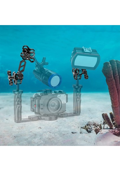Alüminyum Alaşımlı Tüplü Dalış Işıklı Fener Çift Küresel Mafsal Kol ve 1 Takım Kelebek Klip Kelepçe Dağı Sualtı Fotoğraf Kamera (Yurt Dışından) fiyatları