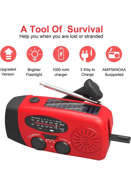 Acil Durum Güneş Enerjili Kendinden Enerjili Am/fm/() Radyo, El Feneri, Cep Telefonları Için Şarj Cihazı: Akıllı Telefonlar ve USB Cihazları (Yurt Dışından) modelleri