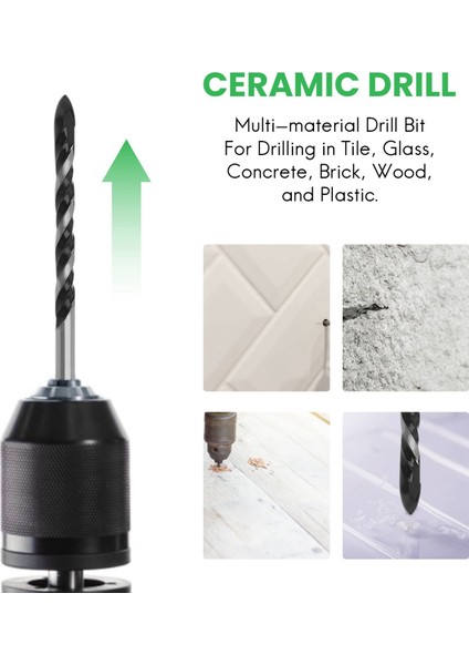 Çok Amaçlı Matkap Uçları, Fayans, Cam, Beton, Tuğla, Ahşap ve Plastikte Delme Için 10 Parçalı 6mm Çok Malzemeli Matkap Ucu Seti, Tungsten Karbür Uçlu Duvar Matkap Ucu Seti (Yurt Dışından)