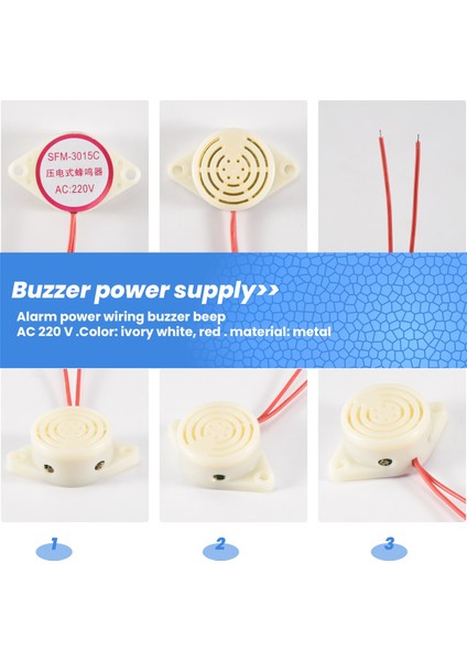 Bip Sesi Ac 220V Sesli Uyarı Kablolu Güç Kaynağı 2 Alarm Çarkı (Yurt Dışından)