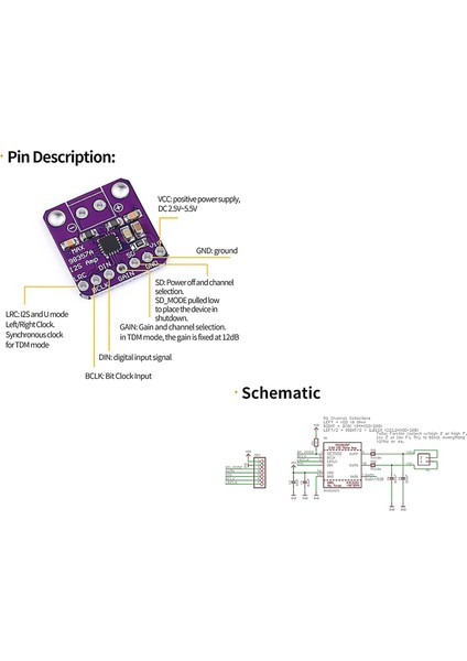 MAX98357 I2S 3W D Sınıfı Amplifikatör Koparma Arayüzü Dac Dekoder Modülü Filtresiz Ses I ESP32 (Yurt Dışından)