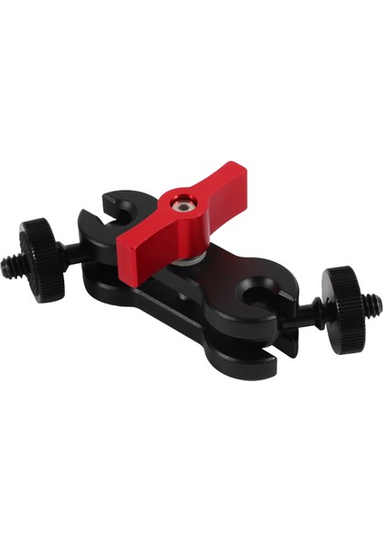 Alüminyum Alaşımlı Çok Fonksiyonlu Çift Bilyalı Kafa Sıcak Ayakkabı 1/4 Inç Tripod Kol Montaj Adaptörü Dslr Kamera Aksesuarı Monitör LED Işık Kırmızı (Yurt Dışından) indirimleri