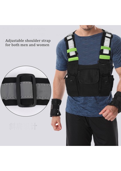 Radyolar Cep Radyo Göğüs Kemeri Göğüs Ön Paketi Kılıfı Kılıf Yelek Rig Uv-5r Için 2 Yönlü Radyo Walkie Talkie Için Taşıma Çantası Siyah + Yeşil (Yurt Dışından)