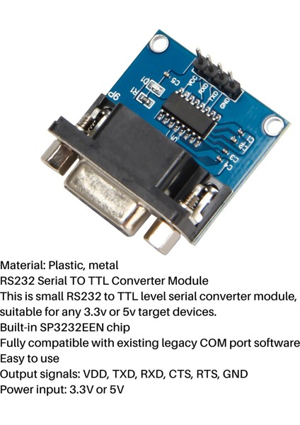 MAX3232 RS232 Seri Bağlantı Noktasından Ttl Dönüştürücü Modülüne Db9 Konektörü W/4 Atlama Kablosu (Yurt Dışından)