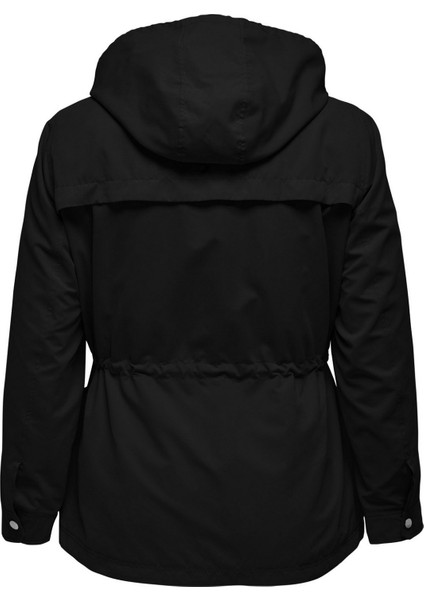 Kapüşonlu Büyük Beden Bağlama Detaylı Siyah Kadın Trençkot 15278695 fiyatları