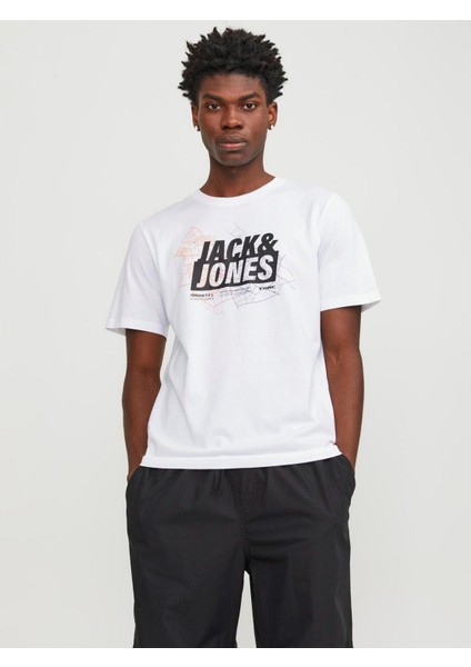 Jack & Jones Jcomap Logo Erkek Beyaz T-Shirt 12252376-White