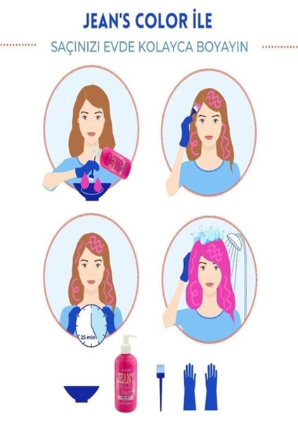 Acacia Jeans Color Amonyaksız Pembe Büyü Saç Boyası 250 ml Kokusuz Su Bazlı Magic Pink Hair Dye fiyatları
