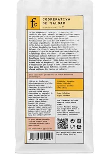 Specialty Coffee - Kavrulmuş Nitelikli Öğütülmüş Kahve - Kolombiya, Cooperative De Salgar- 250 G modelleri