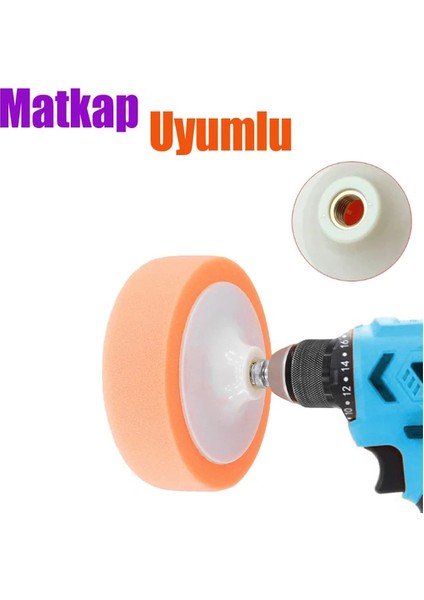 Pasta Cila Polisaj Süngeri Zımpara Tabanlı Turuncu 150 mm + M14 Matkap Aparatı