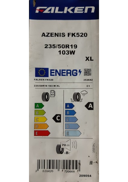 235/50 R19 Tl 103W Xl Azenis Fk520 Suv Yaz Lastiği ( Üretim Yılı: 2023 )