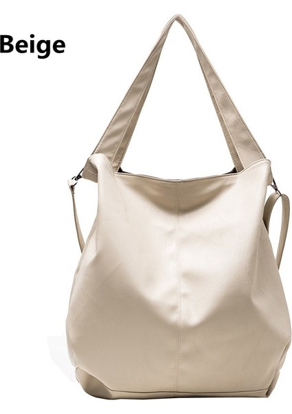 Bej Tarzı Ekstra Büyük Kadın Hobo Omuz Çantası Trendy Yumuşak Pu Deri Büyük Kapasiteli Crossbody Çanta Ed Li Bayan Büyük Alışveriş Çantası (Yurt Dışından)