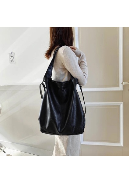 Bej Tarzı Ekstra Büyük Kadın Hobo Omuz Çantası Trendy Yumuşak Pu Deri Büyük Kapasiteli Crossbody Çanta Ed Li Bayan Büyük Alışveriş Çantası (Yurt Dışından)