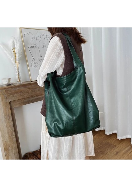 Bej Tarzı Ekstra Büyük Kadın Hobo Omuz Çantası Trendy Yumuşak Pu Deri Büyük Kapasiteli Crossbody Çanta Ed Li Bayan Büyük Alışveriş Çantası (Yurt Dışından)