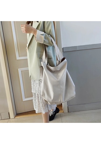 Bej Tarzı Ekstra Büyük Kadın Hobo Omuz Çantası Trendy Yumuşak Pu Deri Büyük Kapasiteli Crossbody Çanta Ed Li Bayan Büyük Alışveriş Çantası (Yurt Dışından)