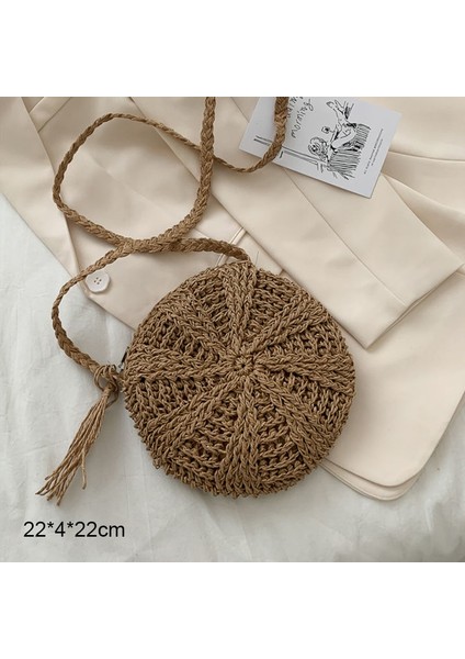 Lavanta Tarzı Yuvarlak Hasır Plaj Çantası Eski El Yapımı Dokuma Omuz Çantası Rafya Daire Rattan Çantalar Bohem Yaz Tatili Günlük Çantalar (Yurt Dışından) fiyatları