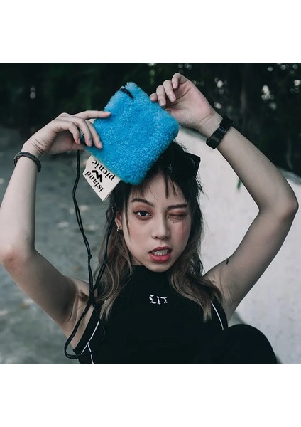 Yeşil-L Tarzı 2020 Yeni Kadın Çanta Çanta Yün Crossbody Çanta Basit ve Sevimli Küçük Çanta Peluş Omuz Çantası Tüm Maç Mini Çanta (Yurt Dışından)