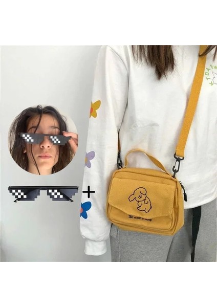 Bordo Tarzı Kadın Postacı Çantaları Bayanlar Kanvas Baskılı Sevimli Zarf Çanta Bayan Tatlı Karikatür Öğrenci Omuz Çantası (Yurt Dışından) fiyatları