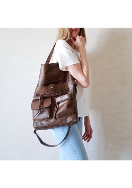 Kumral Tarzı 27CM7CM42CM Kadın Büyük Kapasiteli Çantalar Pu Leahter Kızlar Için Omuz Çantaları Kadın Yüksek Li Günlük Paket Lades' Alışveriş Crossbody Çanta (Yurt Dışından)
