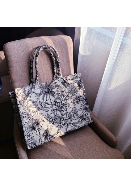 S Tarzı 2021 Luxury Designer Handbag For Women Luxury Bag Jacquard Embroidery Shopper Beach Shoulder Bag Canvas Tote Bag (Yurt Dışından)