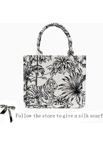 S Tarzı 2021 Luxury Designer Handbag For Women Luxury Bag Jacquard Embroidery Shopper Beach Shoulder Bag Canvas Tote Bag (Yurt Dışından) fiyatları