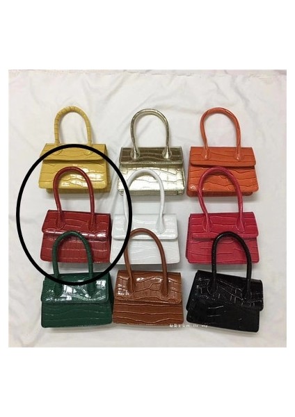 Orta Kırmızı Stil Mini Small Square Bag Fashion New Pu Leather Women's Handbag Crocodile Pattern Chain Shoulder Messenger Bags (Yurt Dışından) fiyatları