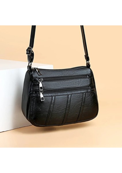 Ben Stil Women Leather Shoulder Bag Multi-Pocket Mother Female Zipper Crossbody Handbags Fashion Exquisite Shopping Bag (Yurt Dışından)