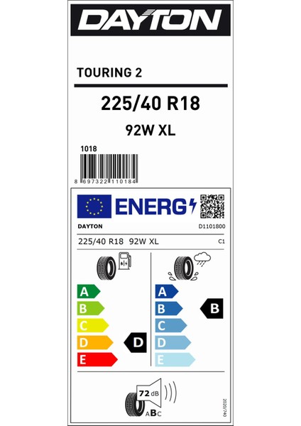 225/40 R18 92W Xl Touring 2 Yaz Lastiği (Üretim Yılı: 2024)