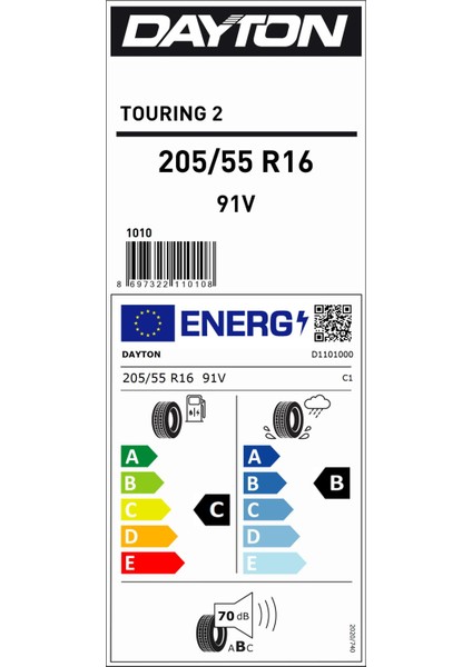 205/55 R16 91V Touring 2 Yaz Lastiği (Üretim Yılı: 2024)