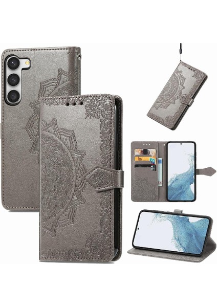 Samsung S23 Zarif Desen Basit Iş Çevirme Kapağı Deri (Yurt Dışından)