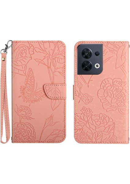 Oppo Oppo 8 5g Çiçekler ve Kelebekler Için Kılıf Pu Deri Kapak Çevirin (Yurt Dışından)