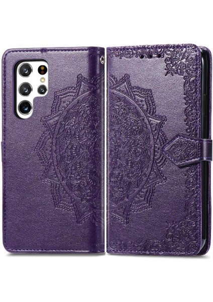 Samsung S22 Ultra Deri Kılıf Basit Iş Zarif Desen (Yurt Dışından)