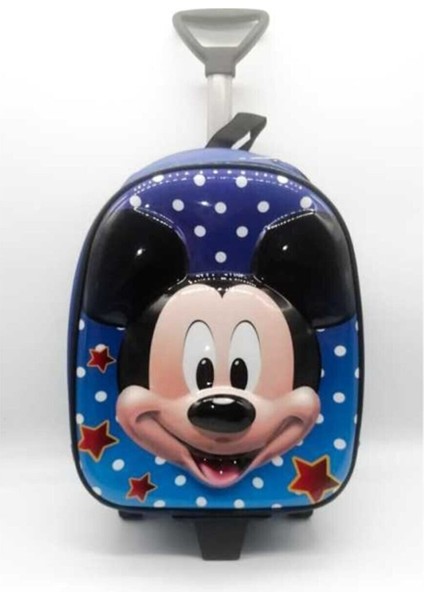 Mavi Mickey Mouse Figürlü Kabartmalı Çekçekli Anaokulu Sırt Çantası fiyatları